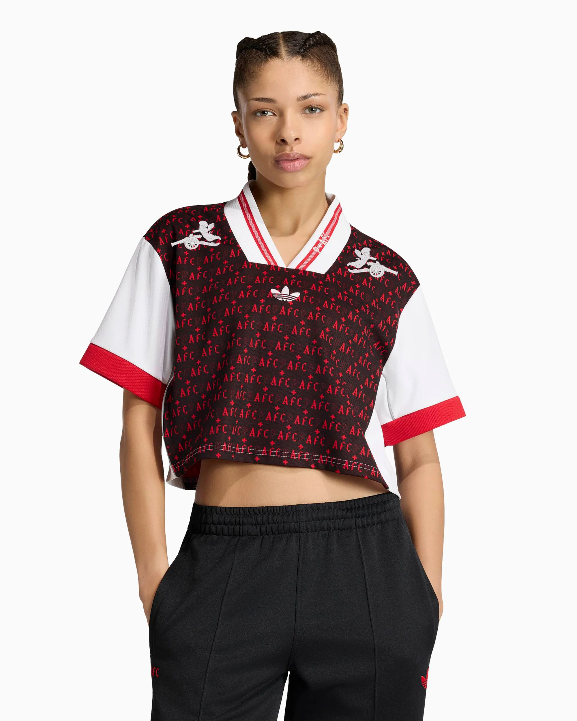 adidas Originals x Arsenal FC x Places+Faces 25/26 Crop Damen-Jersey T-Shirt mit Logo