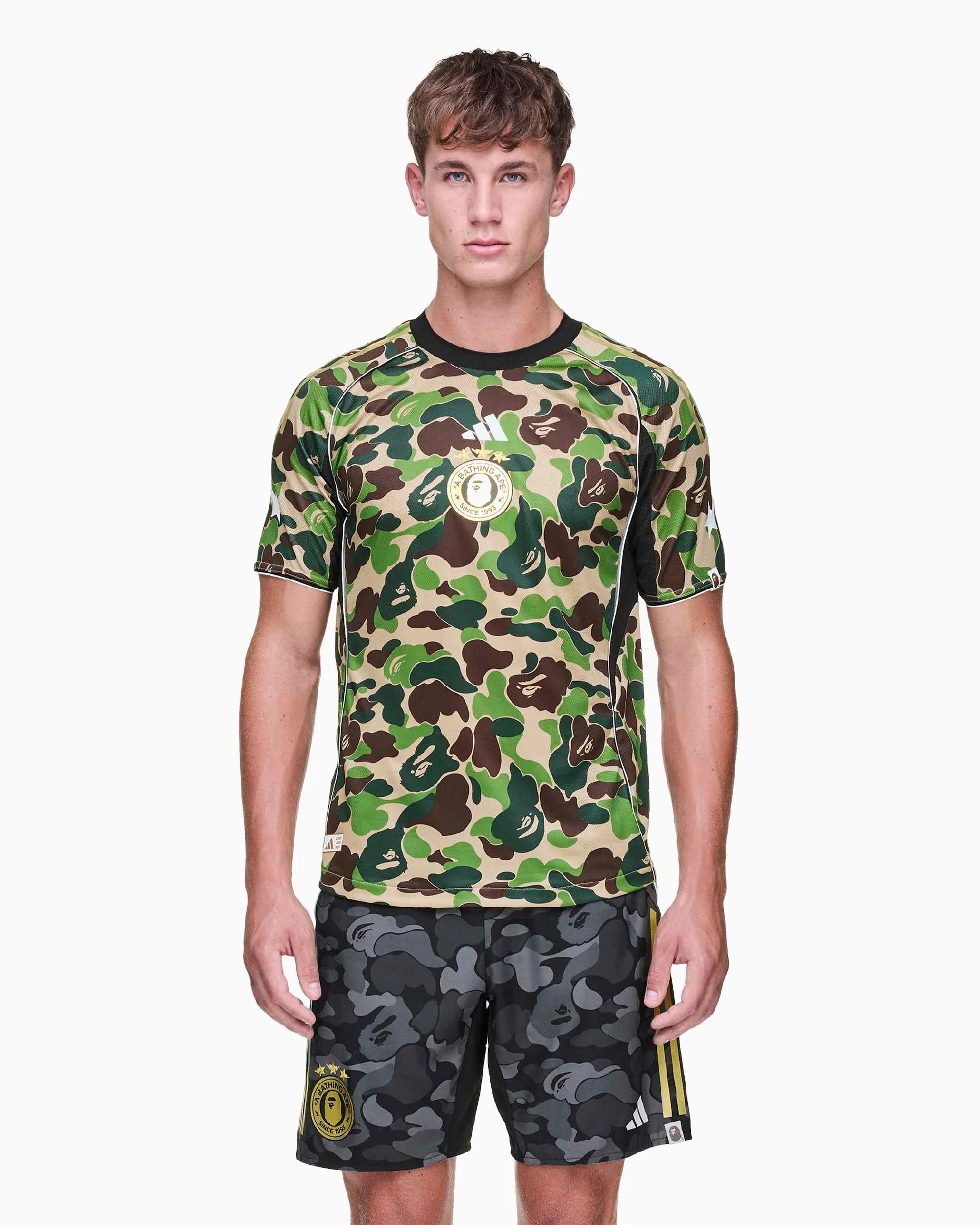 adidas Originals x BAPE Football Slim Herren-Jersey T-Shirt mit Grafik - Image 3