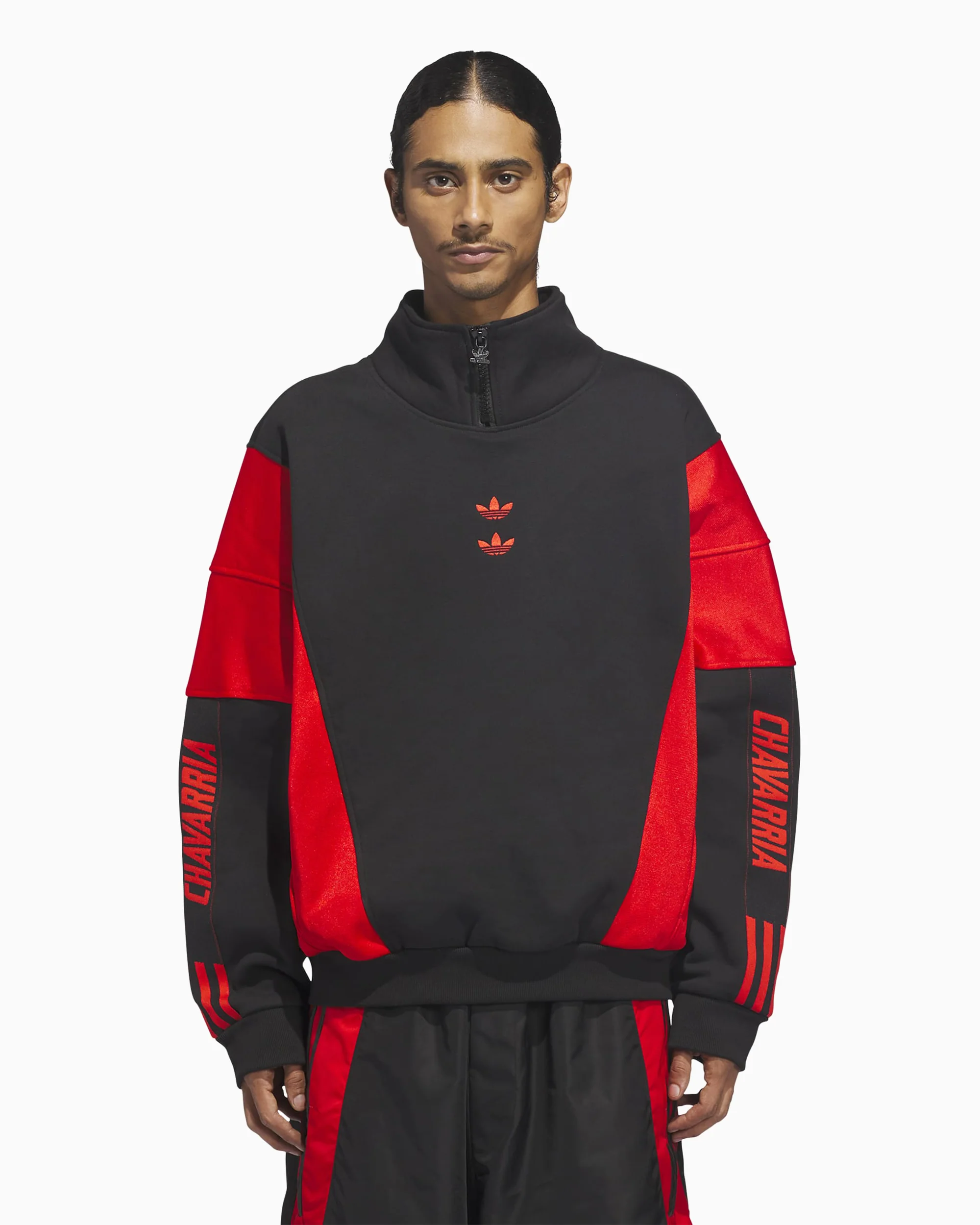 adidas Originals x Willy Chavarria Watsonville Relaxed Herren-Sweatshirt mit halbem Reißverschluss mit Logo - Image 4