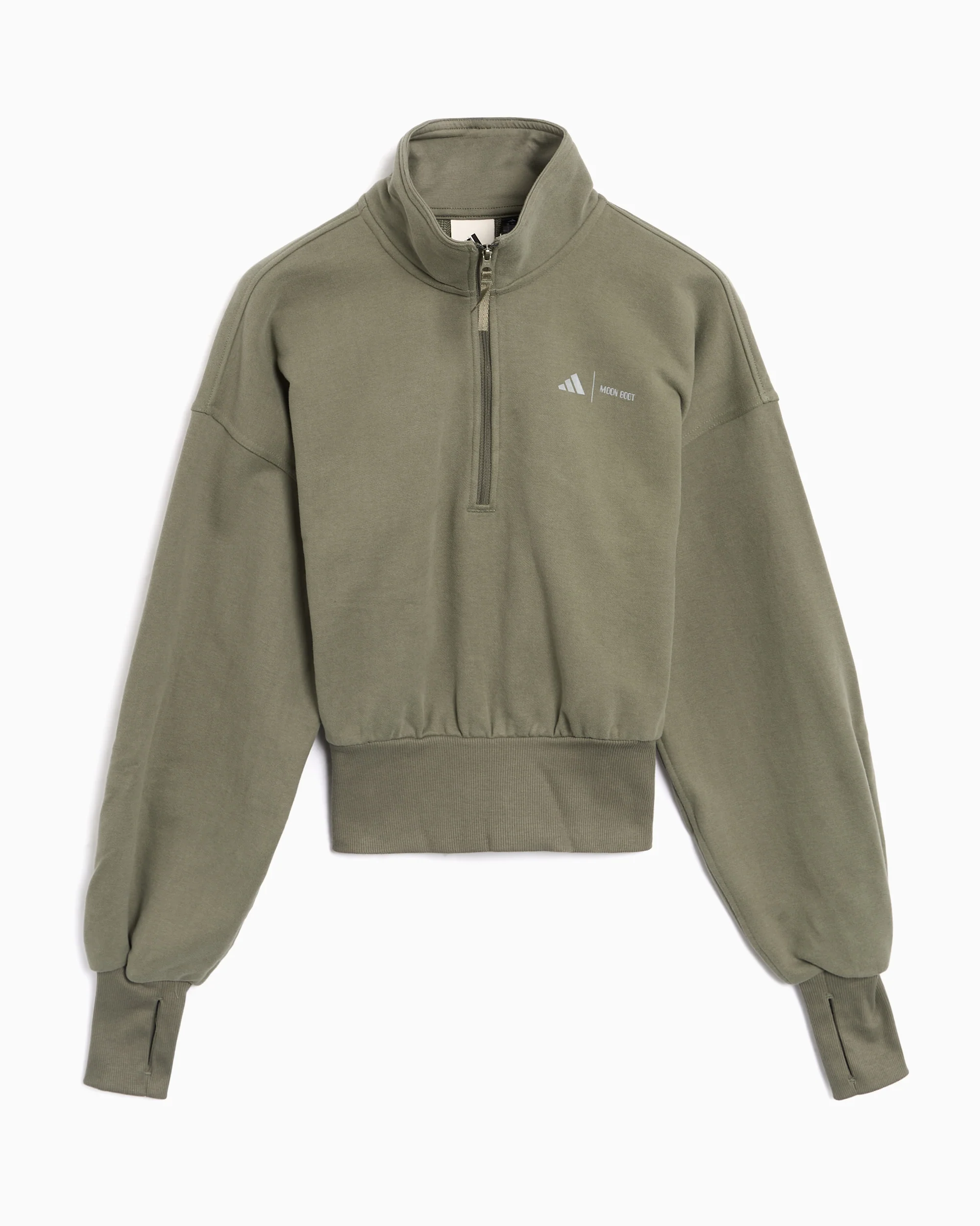 adidas Originals x Moon Boot LEGGRN Crop Damen-Sweatshirt mit halbem Reißverschluss