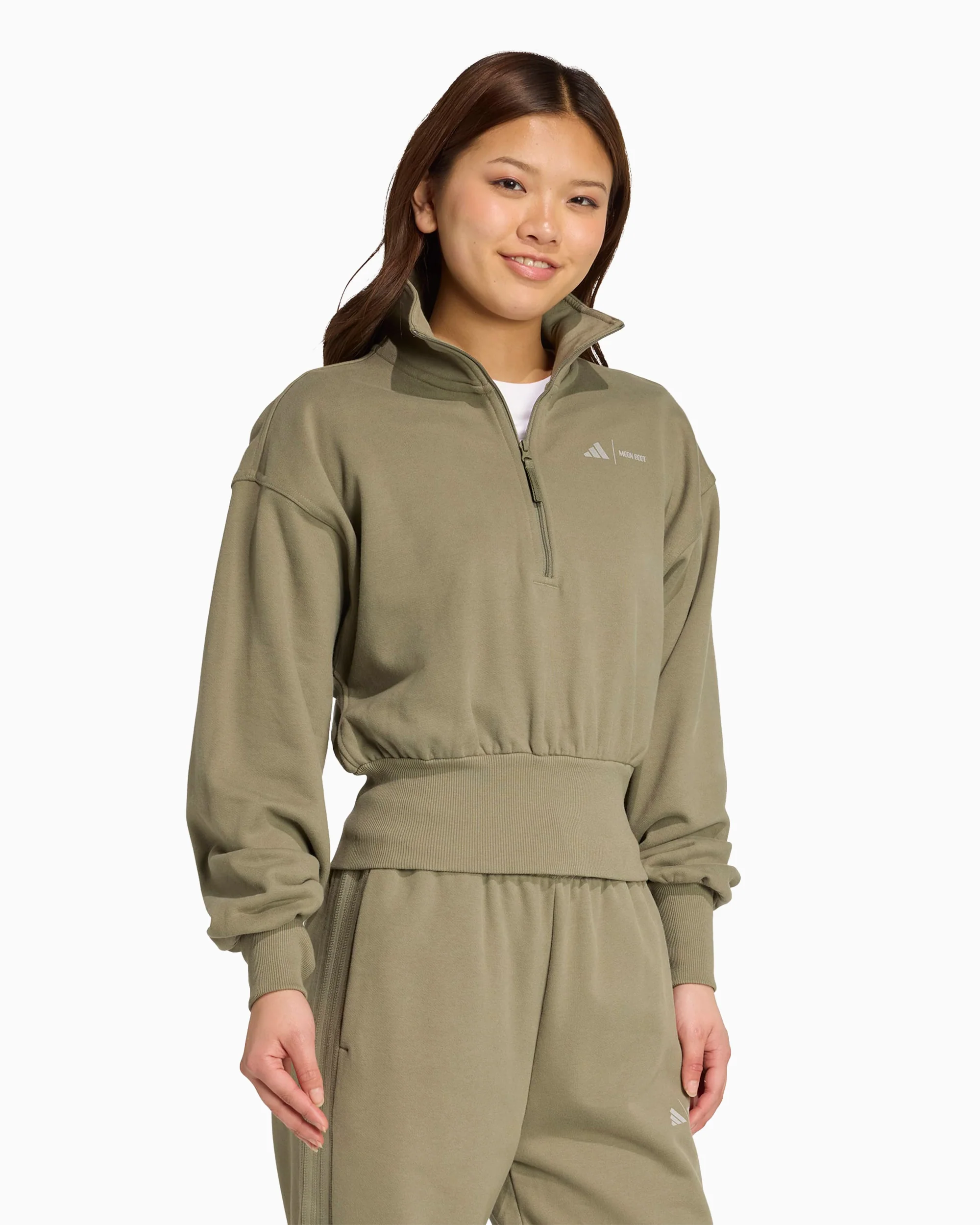 adidas Originals x Moon Boot LEGGRN Crop Damen-Sweatshirt mit halbem Reißverschluss - Image 2