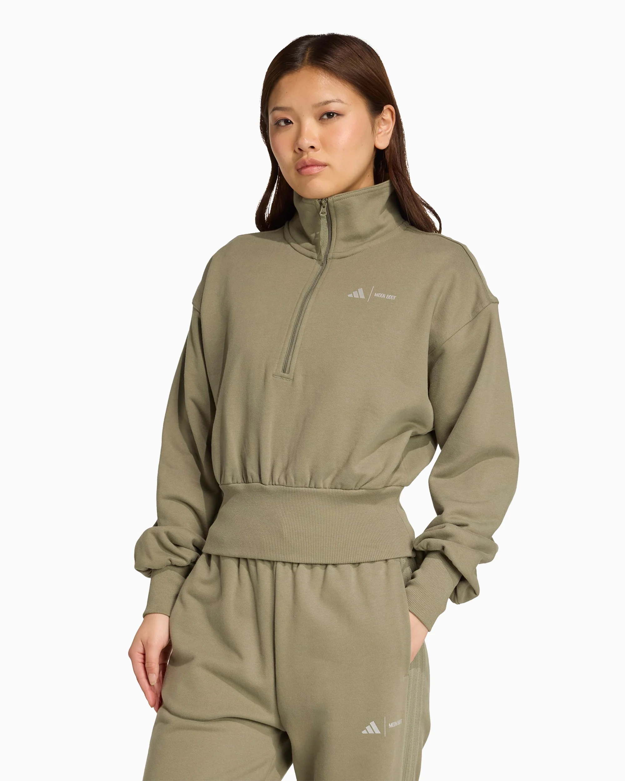 adidas Originals x Moon Boot LEGGRN Crop Damen-Sweatshirt mit halbem Reißverschluss - Image 3