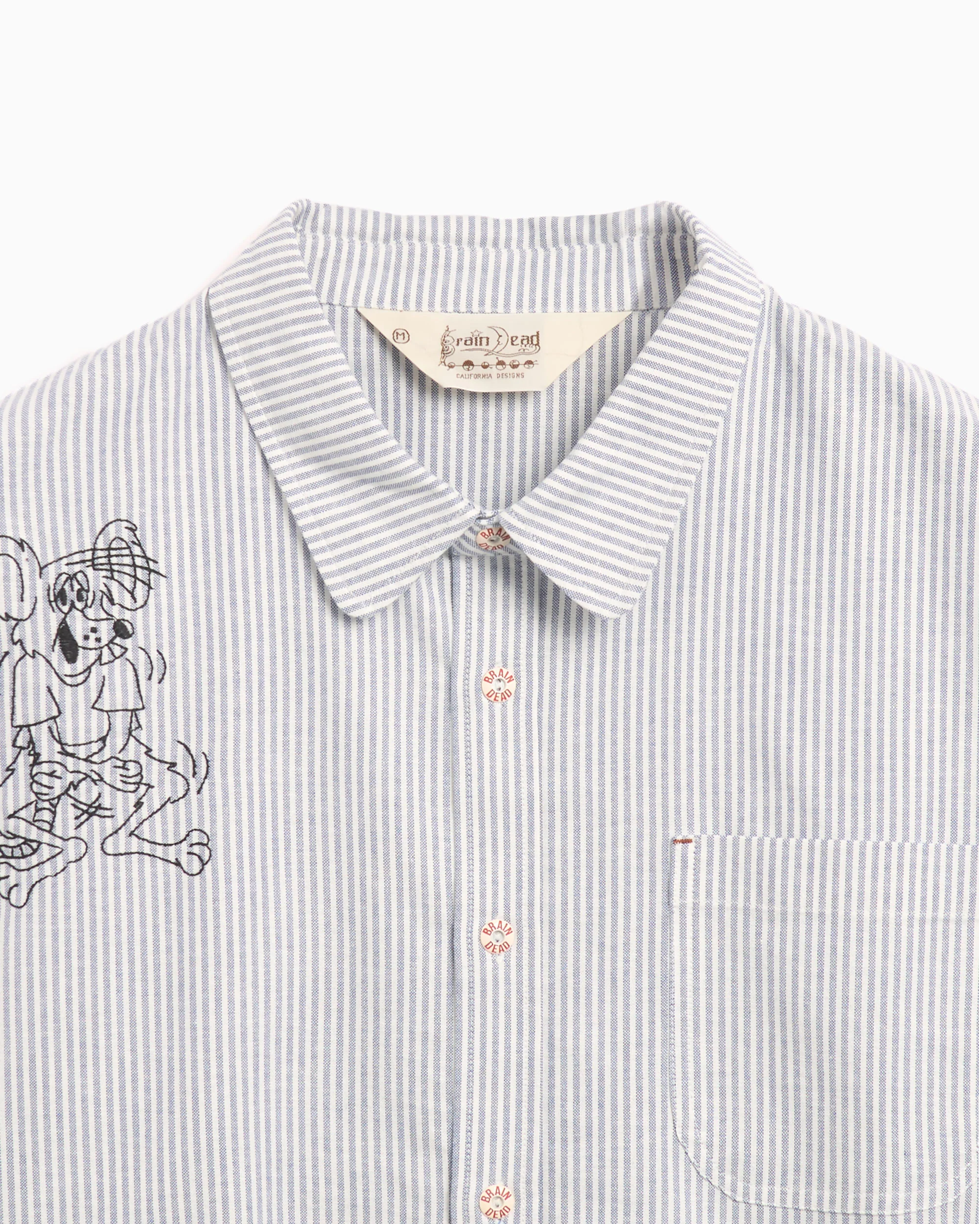 Brain Dead Men's Striped Oxford Mouse Button Up Shirt Herren-Hemd - Image 2
