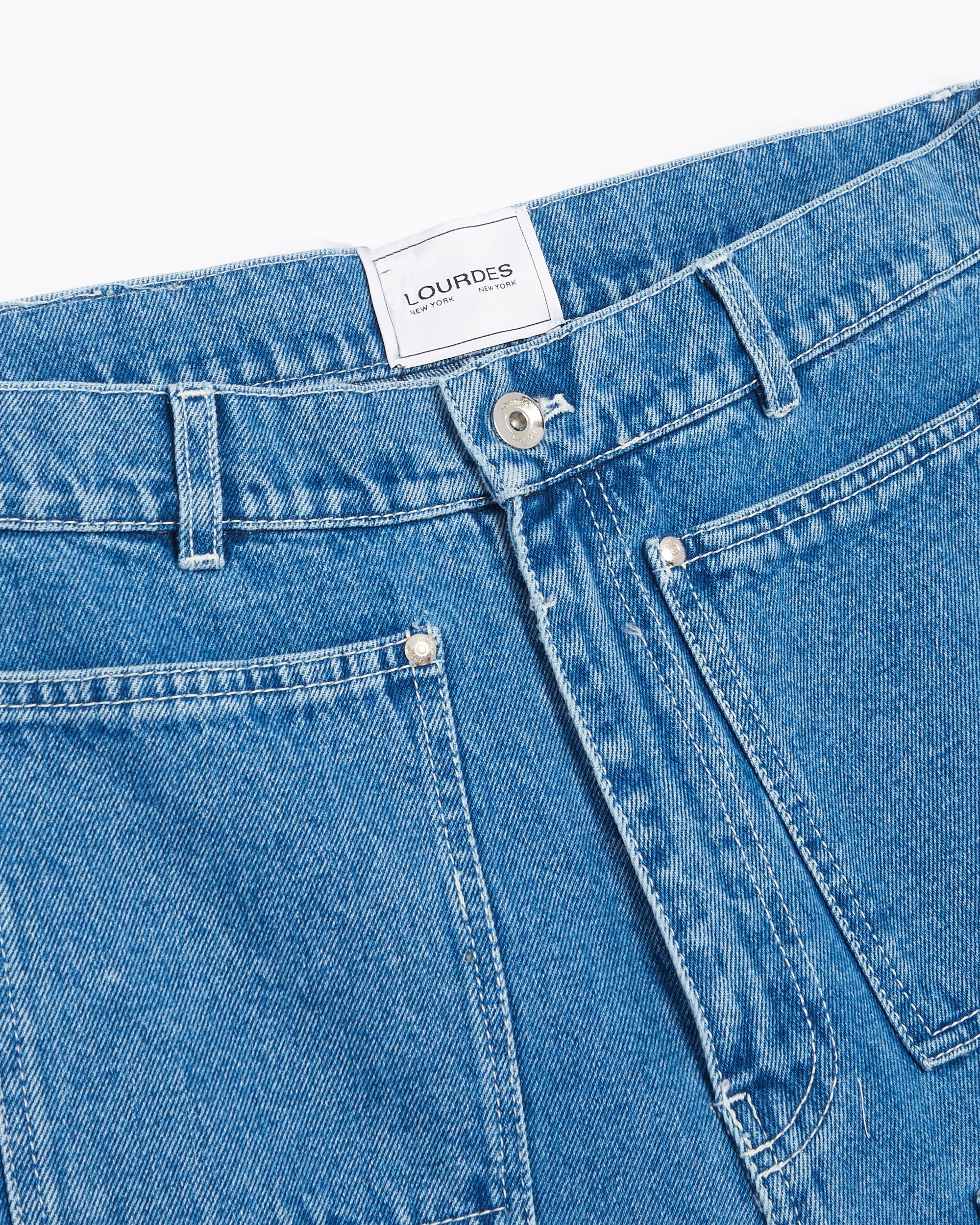 Lourdes New York Pockets Cargo Unisex Denim Pants Unisex Jeans - Image 2