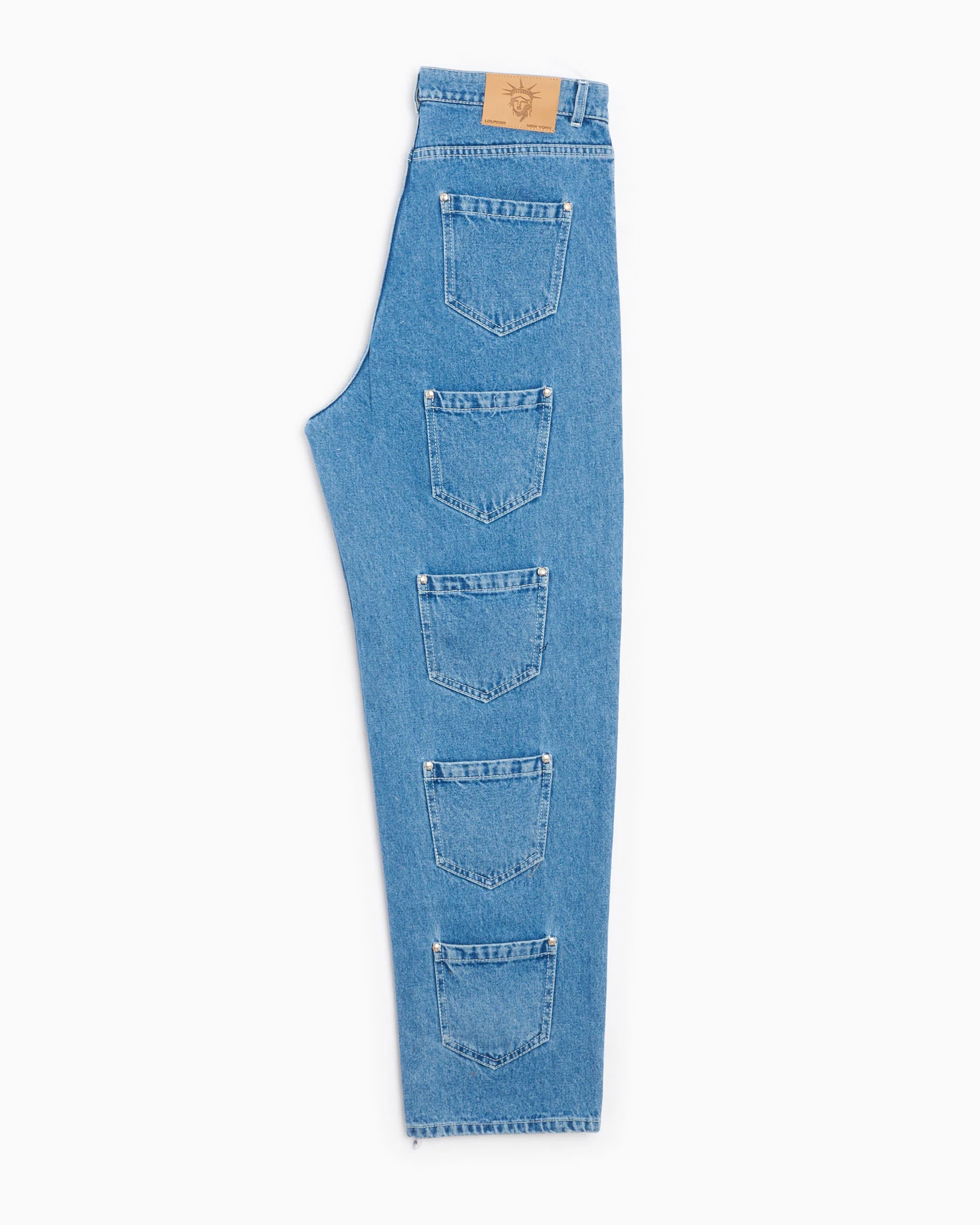 Lourdes New York Pockets Cargo Unisex Denim Pants Unisex Jeans - Image 5
