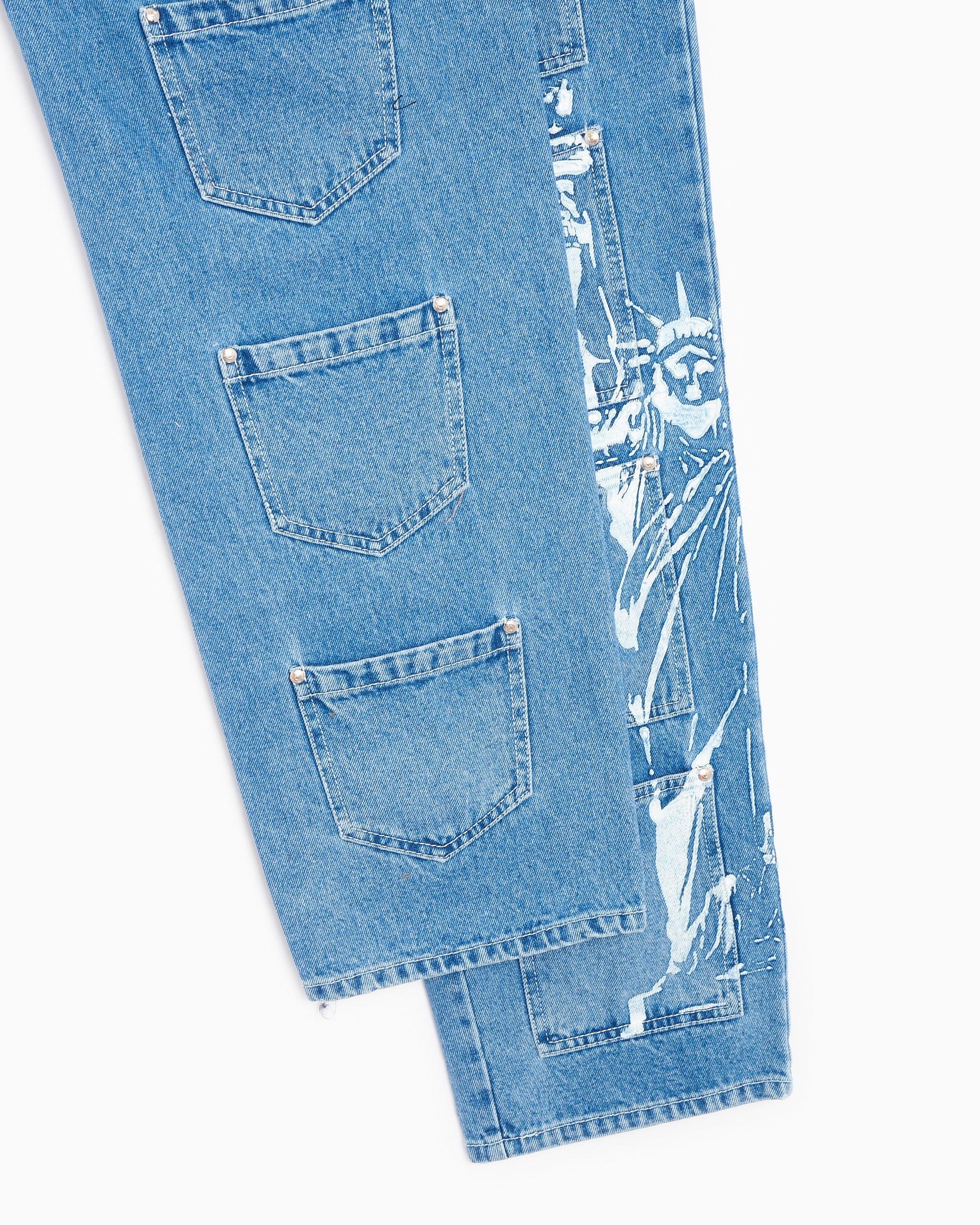 Lourdes New York Pockets Cargo Unisex Denim Pants Unisex Jeans - Image 6