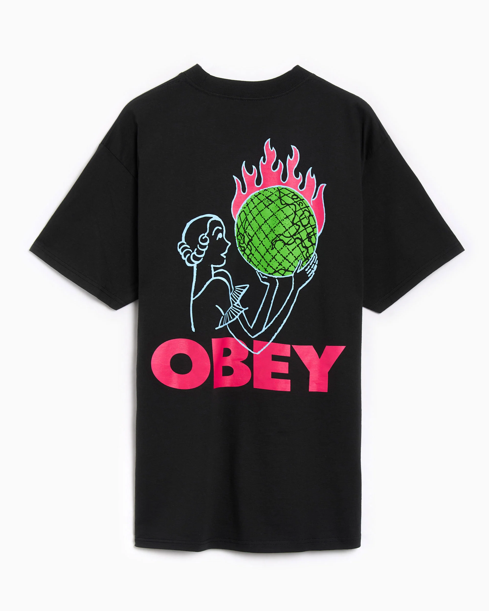 OBEY Clothing World in Flames Herren-T-Shirt mit Grafik - Image 3