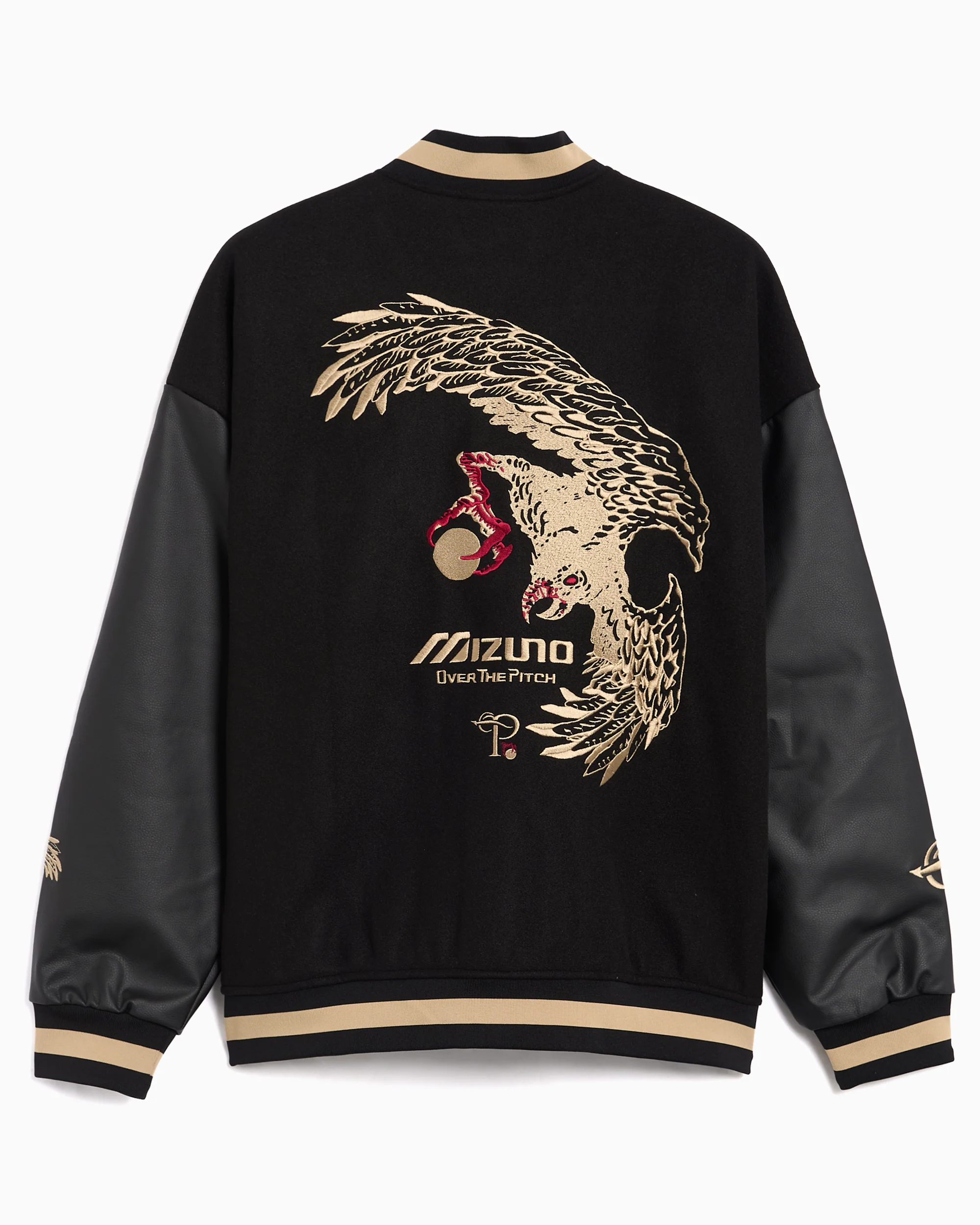 OVER THE PITCH x Mizuno Varsity Herren-Varsity-Jacke mit Logo - Image 3