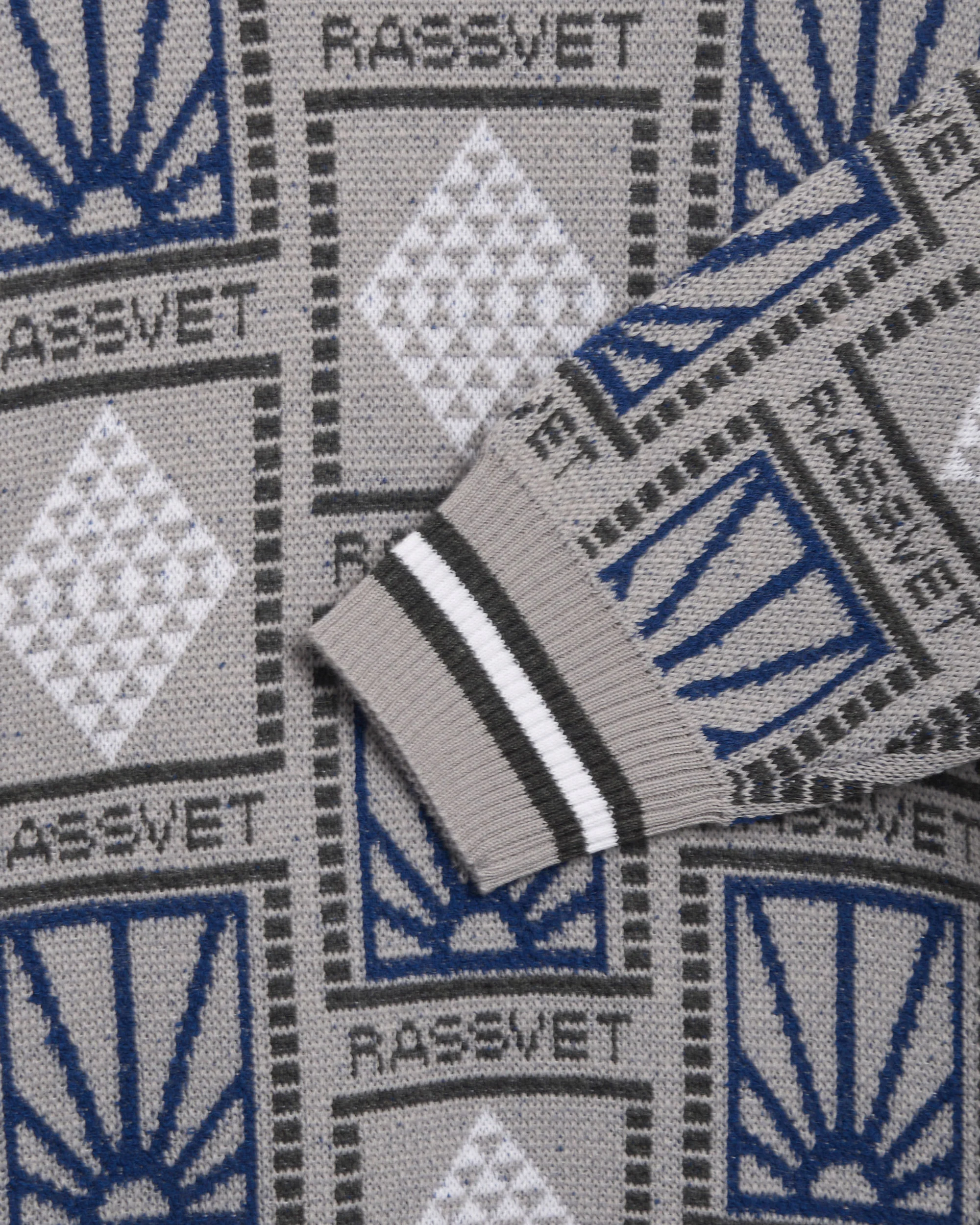 Rassvet Pattern Logo Men's Jacquard Knit Sweater Herren-Pullover - Image 4