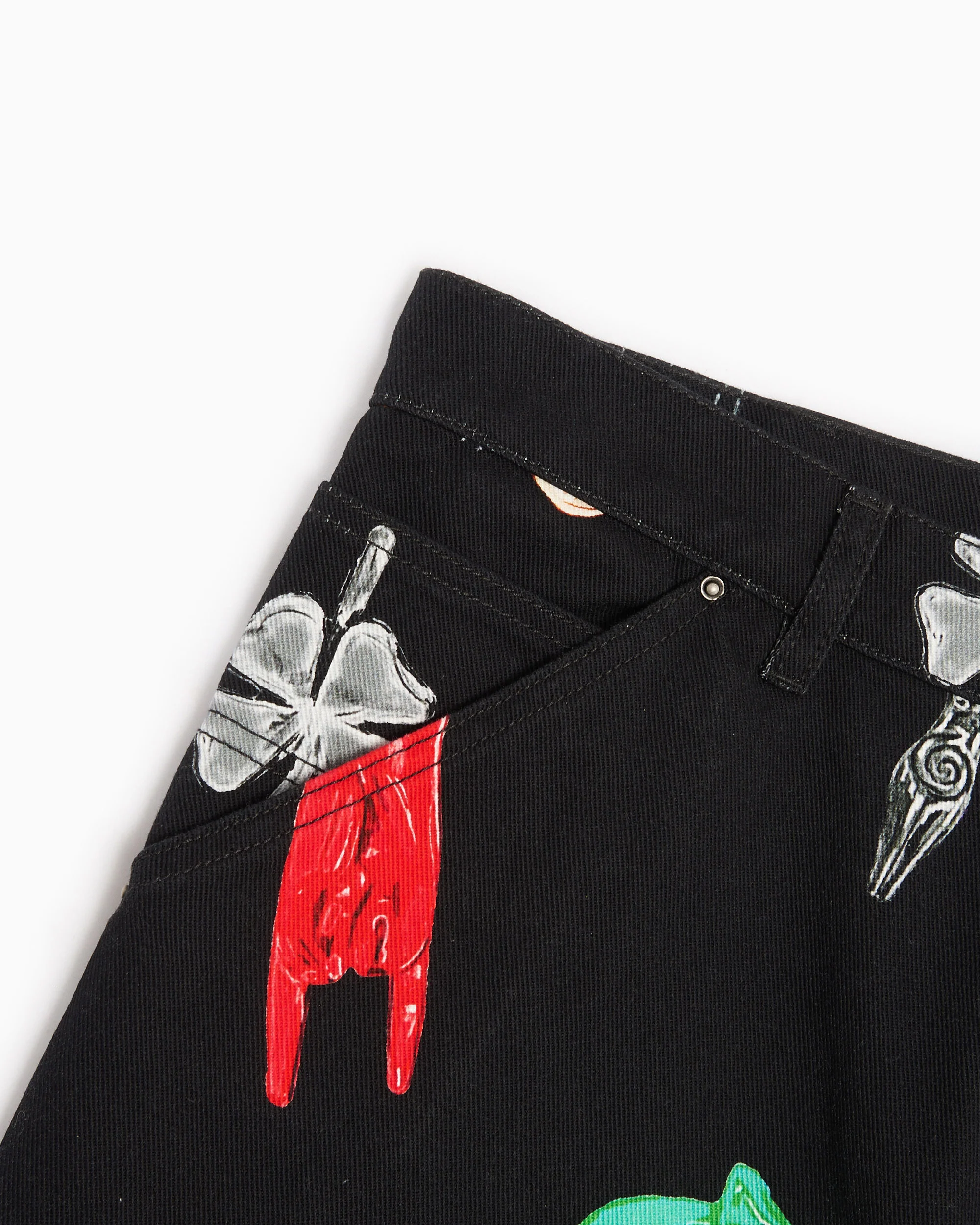 Sky High Farm Workwear Charm Unisex Print Woven Denim Pants Unisex Jeans - Image 3